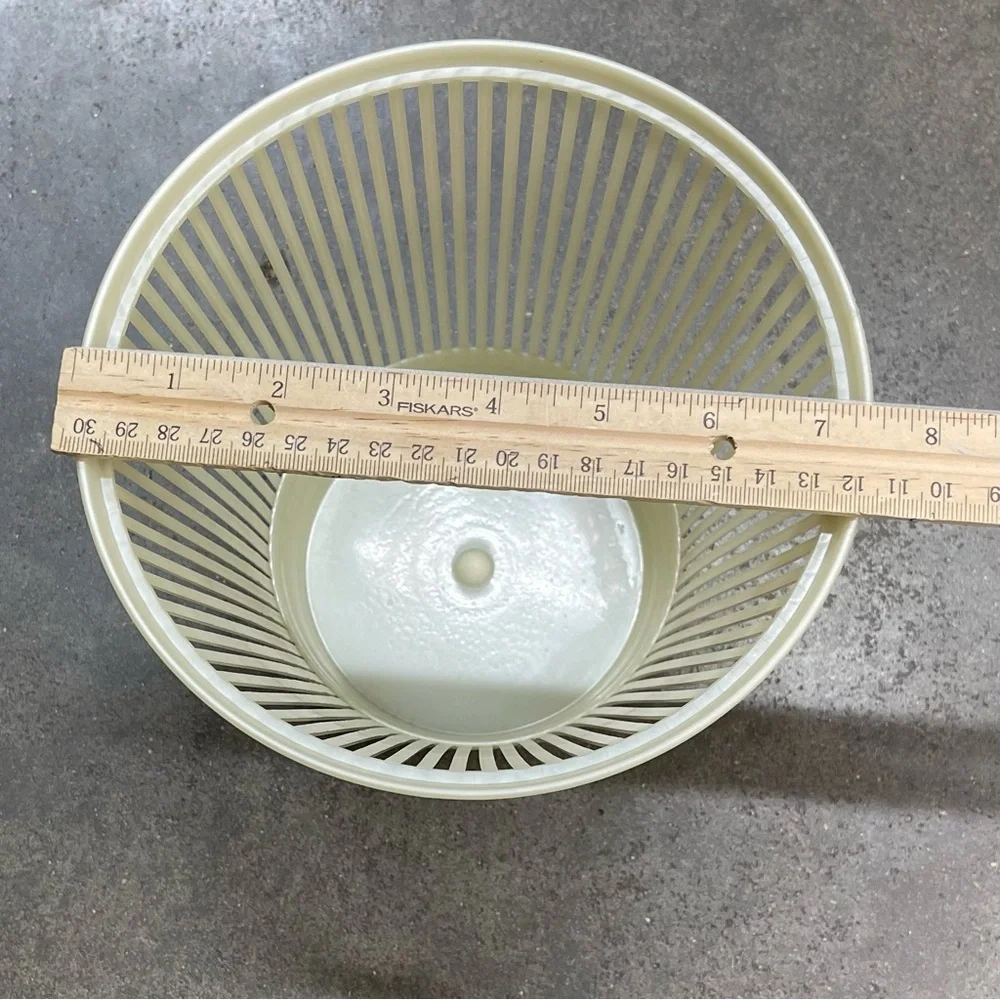 Vintage Mid Century Slatted Plastic Waste Basket Decor Trash Can Bin